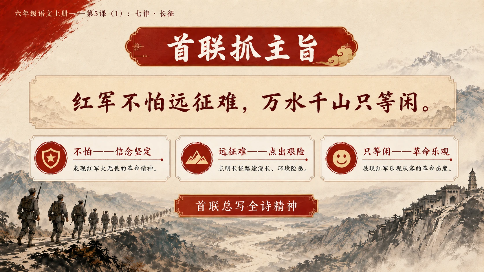 小学六年制统编教材系列课件——六年级语文上册第5课（1）：七律·长征 - 预览图14