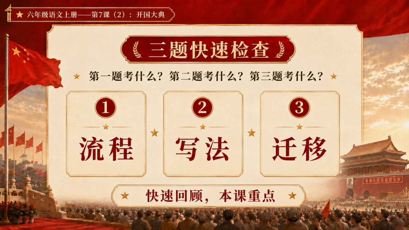 小学六年制统编教材系列课件——六年级语文上册第7课（2）：开国大典（完整资料包） - 预览图18