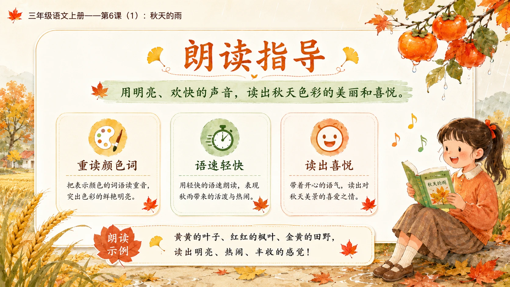 小学六年制统编教材系列课件——三年级语文上册第6课（1）：秋天的雨（完整资料包） - 预览图17