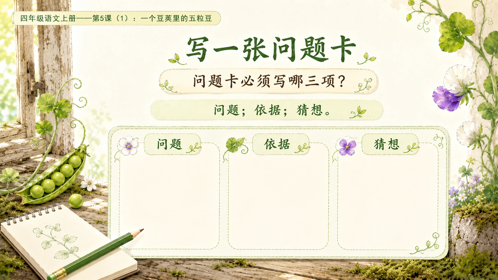 小学六年制统编教材系列课件——四年级语文上册第5课（1）：一个豆荚里的五粒豆（完整资料包） - 预览图15