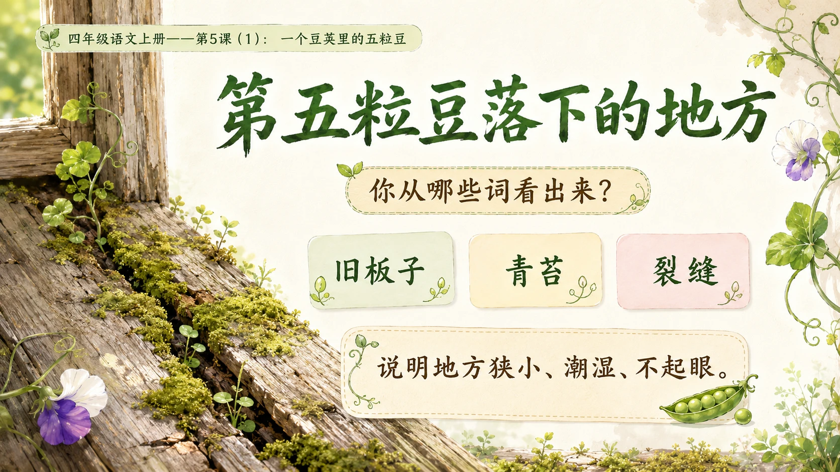 小学六年制统编教材系列课件——四年级语文上册第5课（1）：一个豆荚里的五粒豆（完整资料包） - 预览图10
