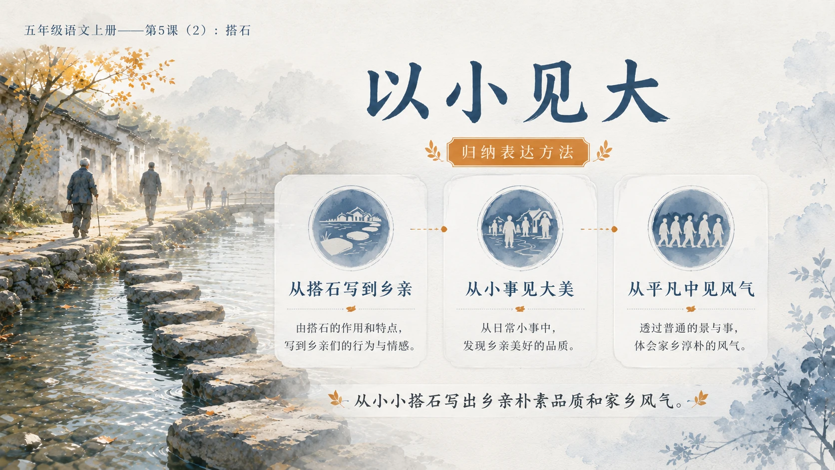 小学六年制统编教材系列课件——五年级语文上册第5课（2）：搭石（完整资料包） - 预览图13