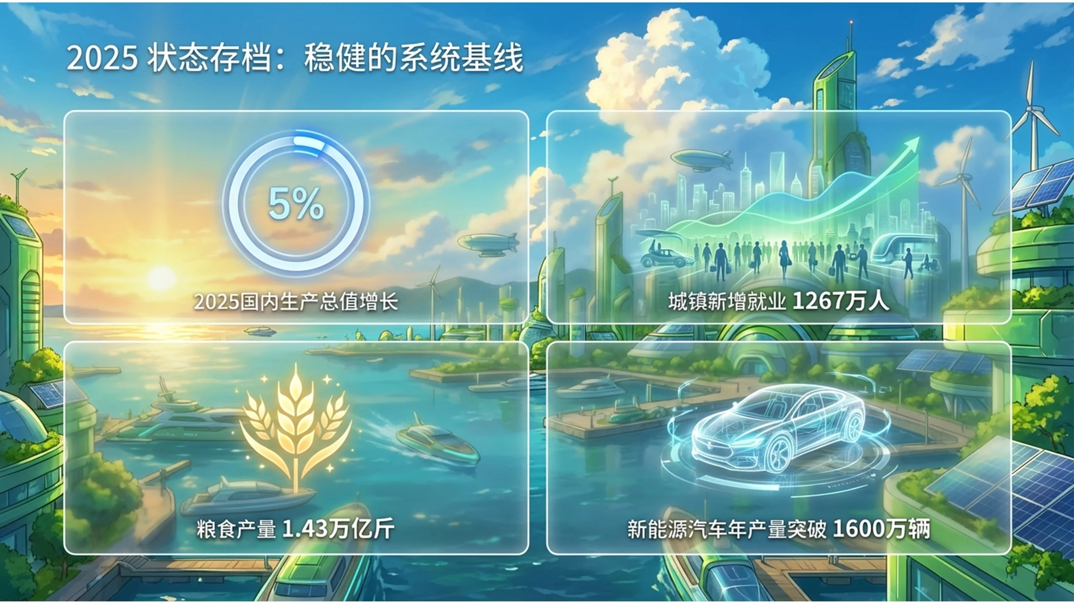 动漫太阳朋克风格政府工作报告PPT - 预览图1