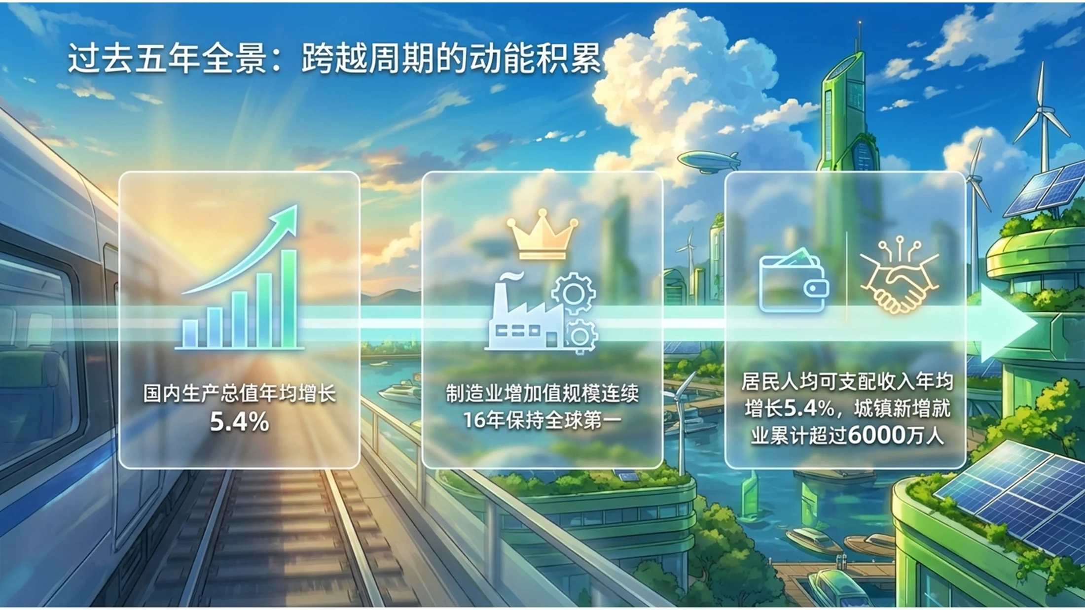 动漫太阳朋克风格政府工作报告PPT - 预览图2