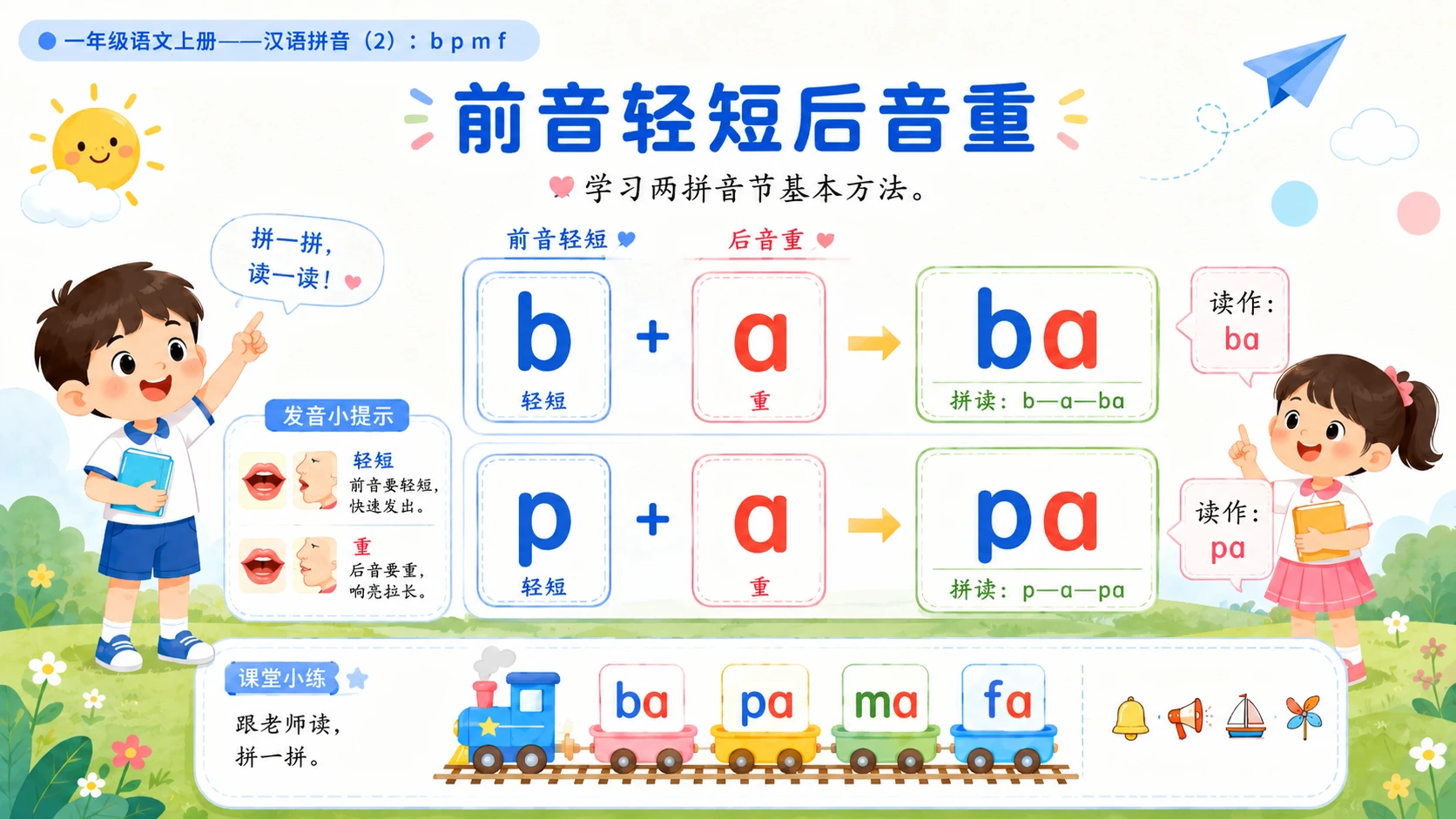 小学六年制统编教材系列课件——一年级语文上册：3 b p m f（2）（完整资料包） - 预览图5