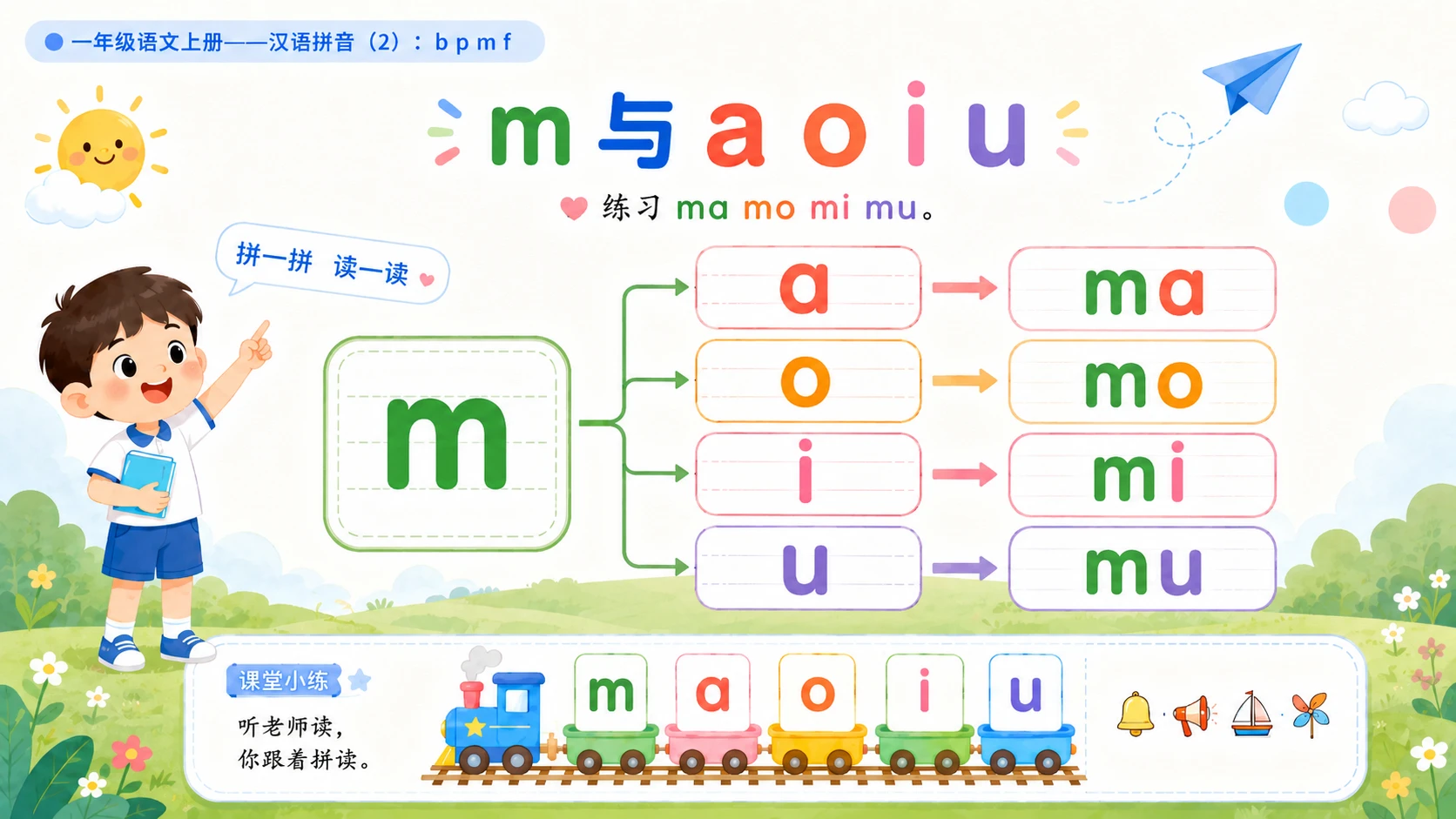 小学六年制统编教材系列课件——一年级语文上册：3 b p m f（2）（完整资料包） - 预览图10