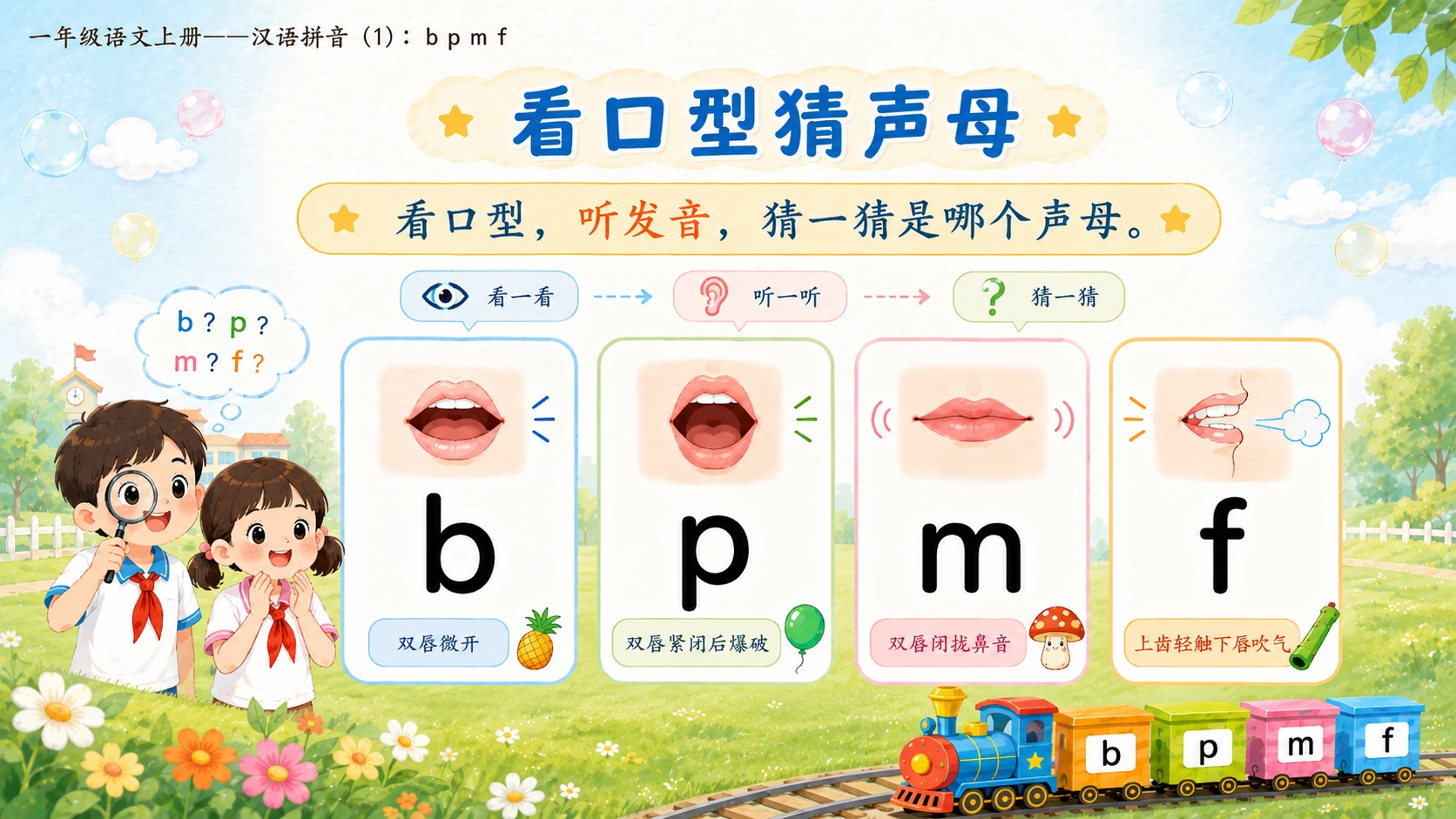 小学六年制统编教材系列课件——一年级语文上册：3 b p m f（1）（完整资料包） - 预览图11