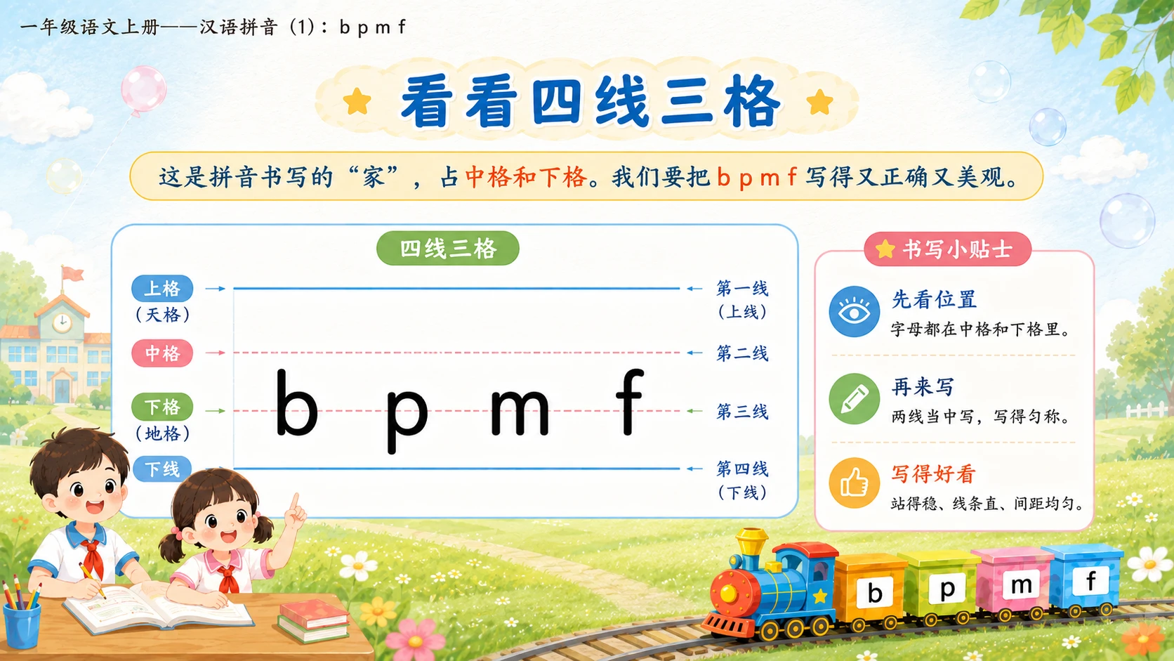 小学六年制统编教材系列课件——一年级语文上册：3 b p m f（1）（完整资料包） - 预览图13
