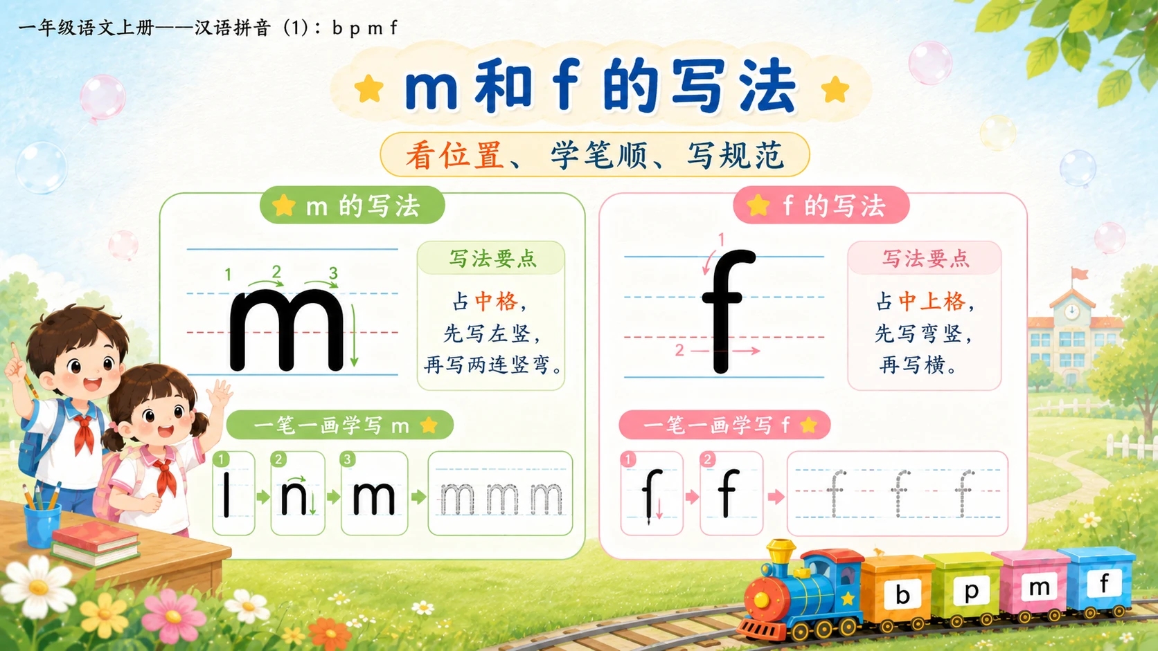 小学六年制统编教材系列课件——一年级语文上册：3 b p m f（1）（完整资料包） - 预览图16