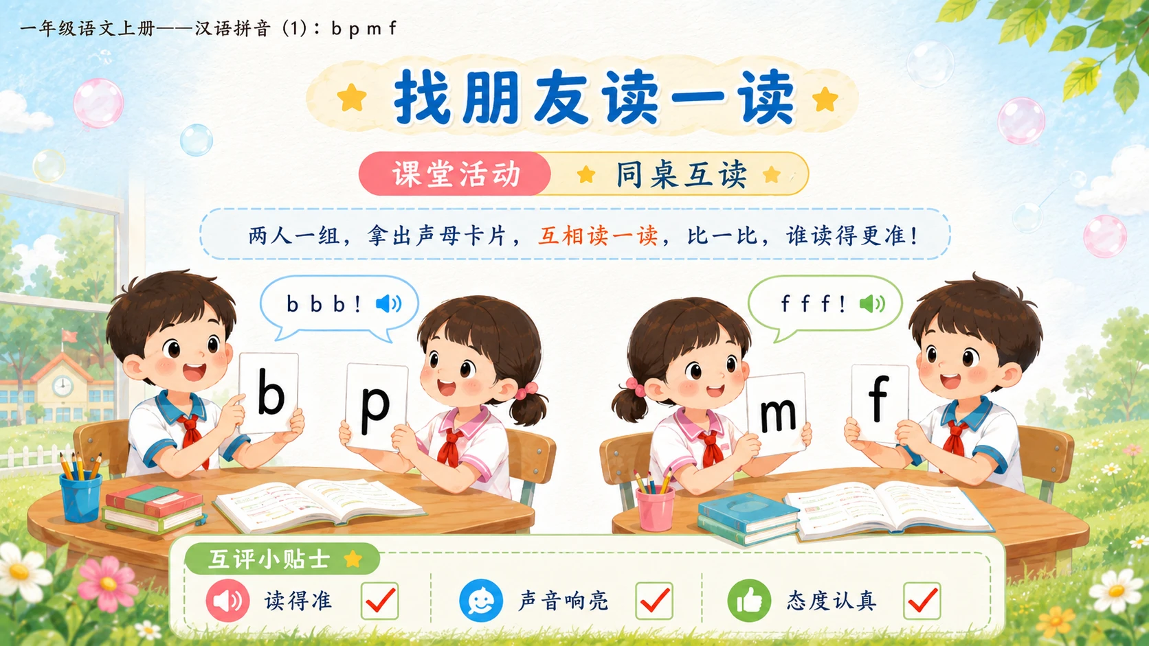 小学六年制统编教材系列课件——一年级语文上册：3 b p m f（1）（完整资料包） - 预览图17