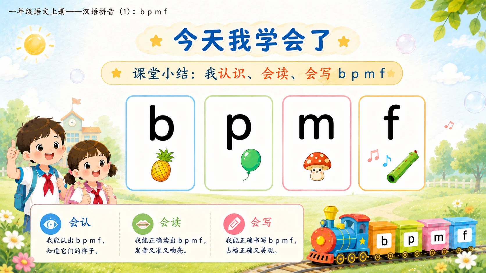 小学六年制统编教材系列课件——一年级语文上册：3 b p m f（1）（完整资料包） - 预览图19