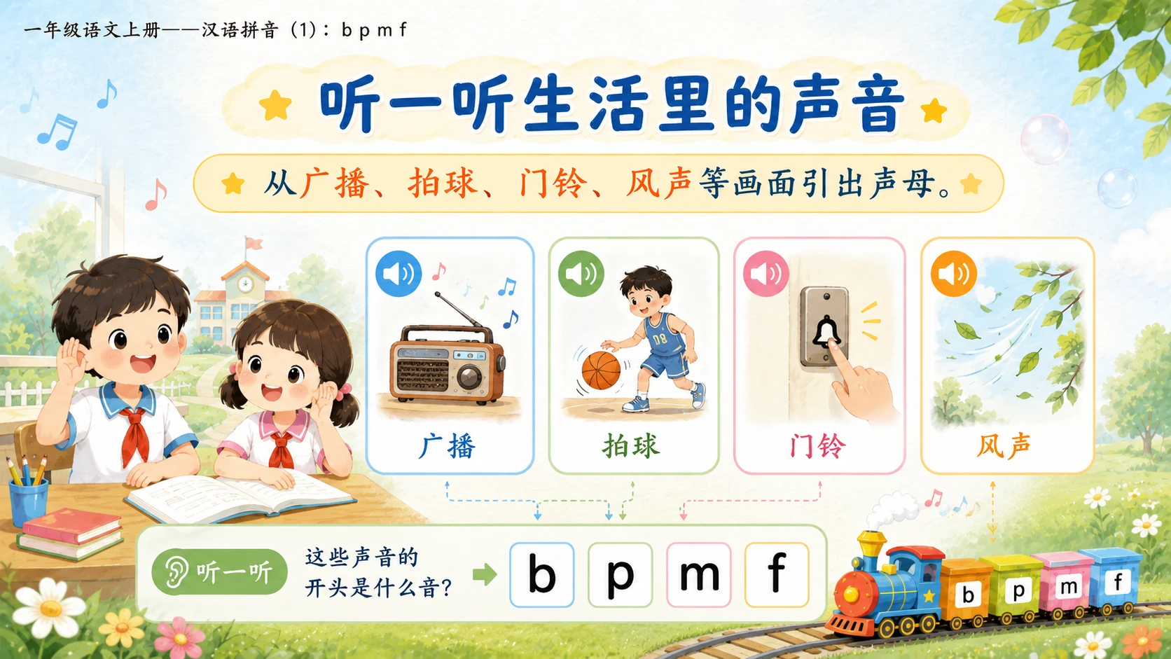 小学六年制统编教材系列课件——一年级语文上册：3 b p m f（1）（完整资料包） - 预览图3
