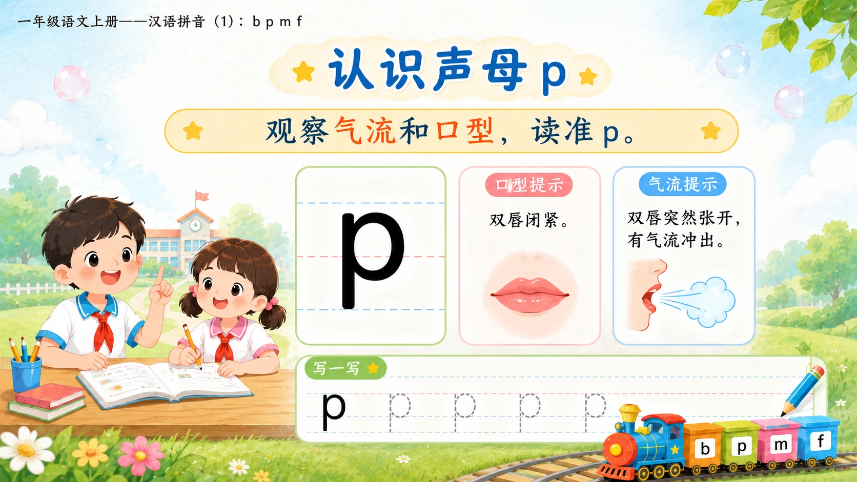 小学六年制统编教材系列课件——一年级语文上册：3 b p m f（1）（完整资料包） - 预览图6