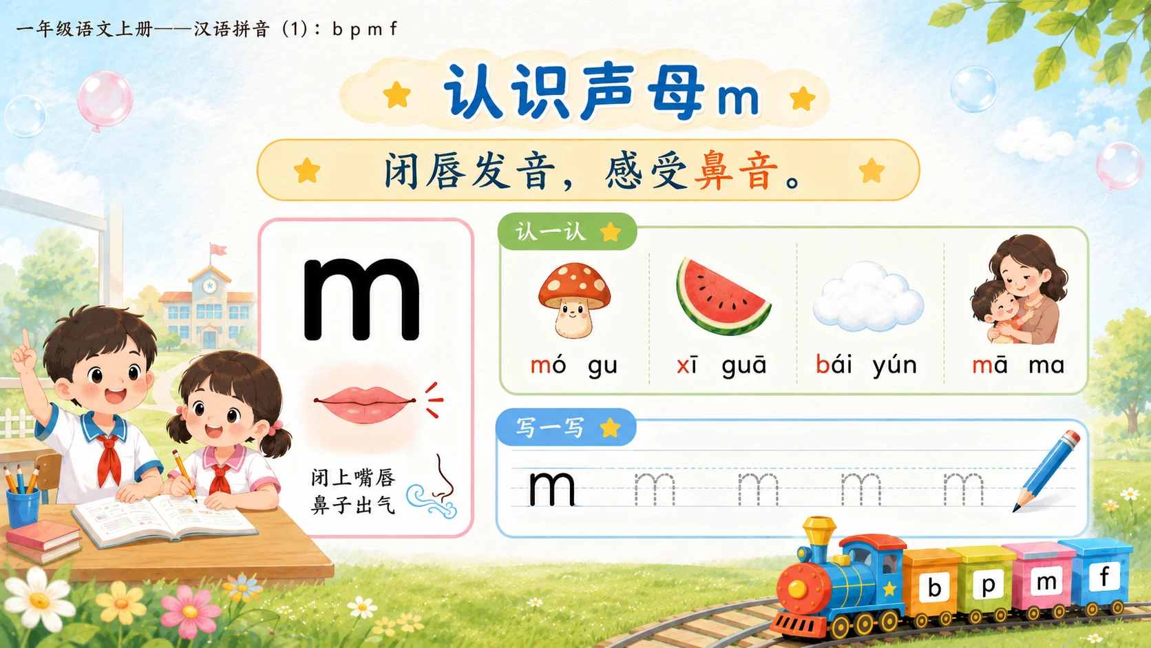 小学六年制统编教材系列课件——一年级语文上册：3 b p m f（1）（完整资料包） - 预览图8