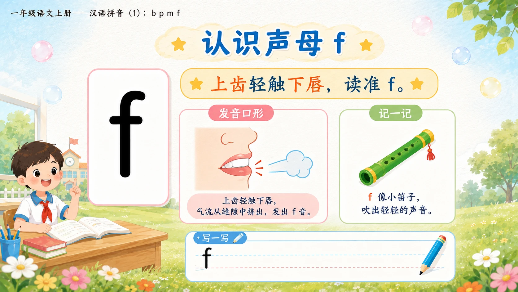 小学六年制统编教材系列课件——一年级语文上册：3 b p m f（1）（完整资料包） - 预览图9