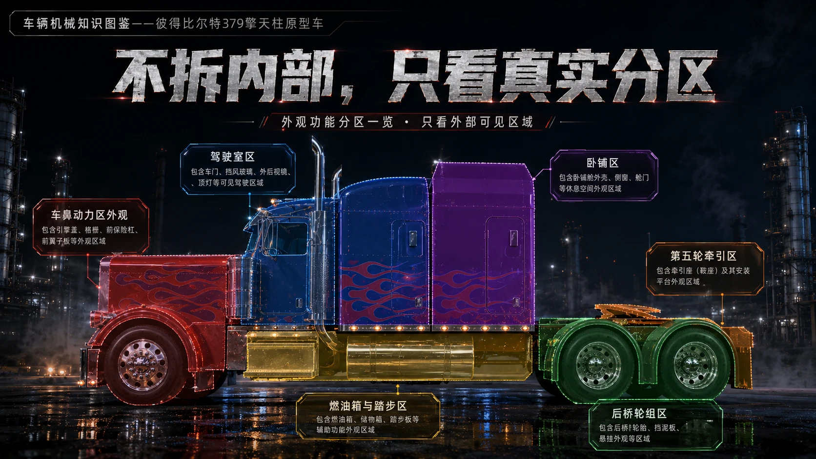 万物知识图鉴系列作品PPT——彼得比尔特379擎天柱原型车 - 预览图4