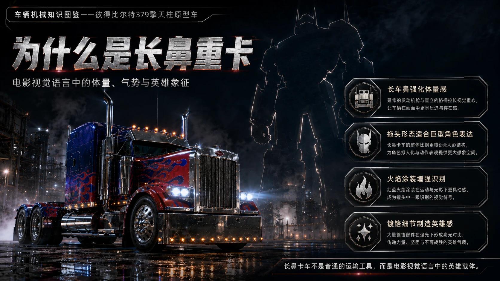 万物知识图鉴系列作品PPT——彼得比尔特379擎天柱原型车 - 预览图5