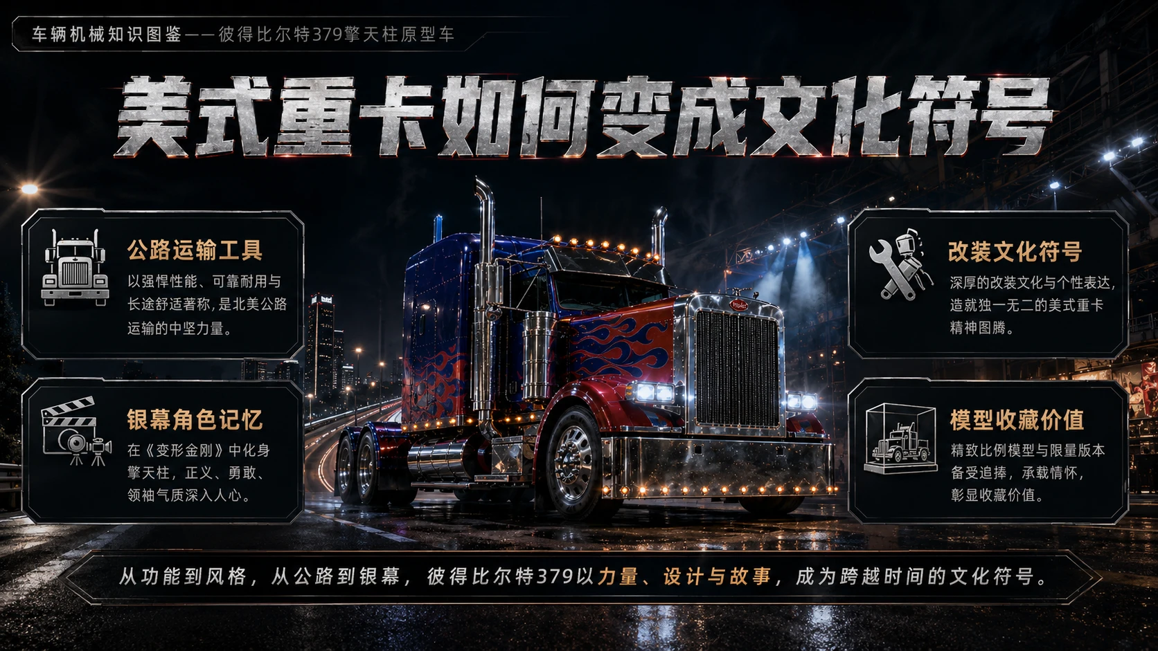 万物知识图鉴系列作品PPT——彼得比尔特379擎天柱原型车 - 预览图8
