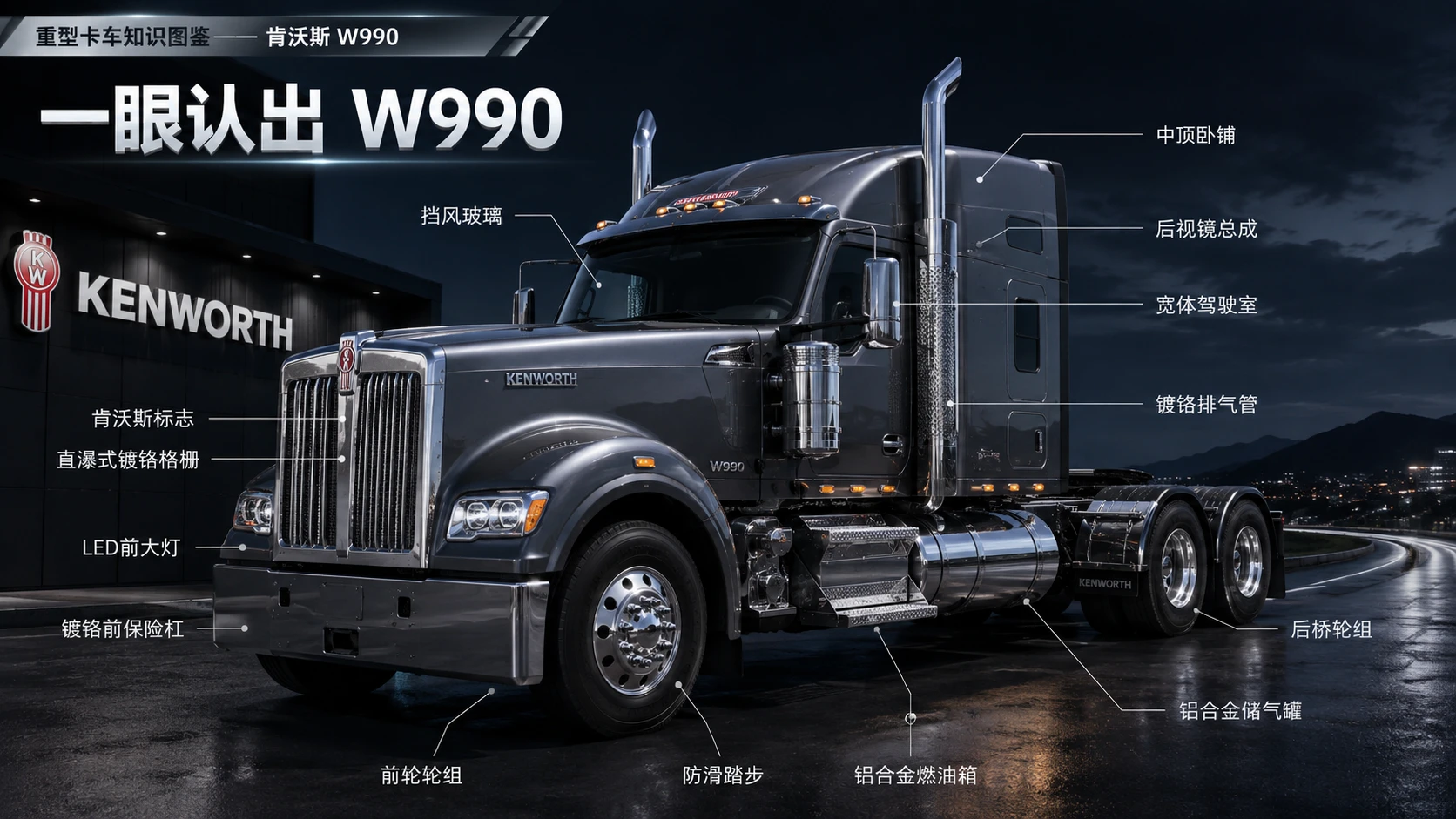 万物知识图鉴系列作品PPT——肯沃斯W990 - 预览图2