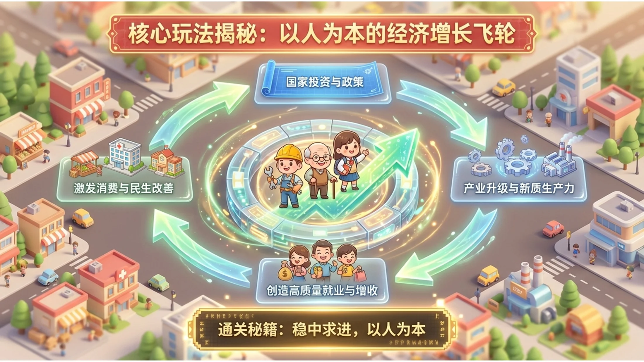 Q版卡通风格政府工作报告PPT - 预览图9