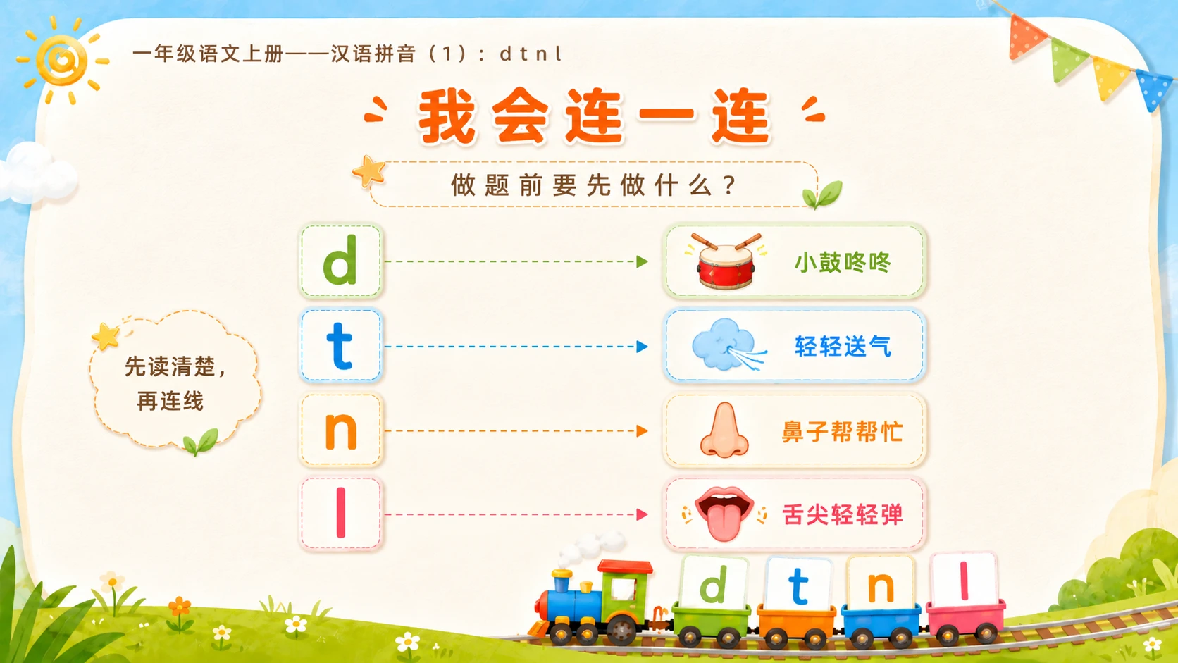 小学六年制统编教材系列课件——一年级语文上册第4课（1）：d t n l - 预览图15