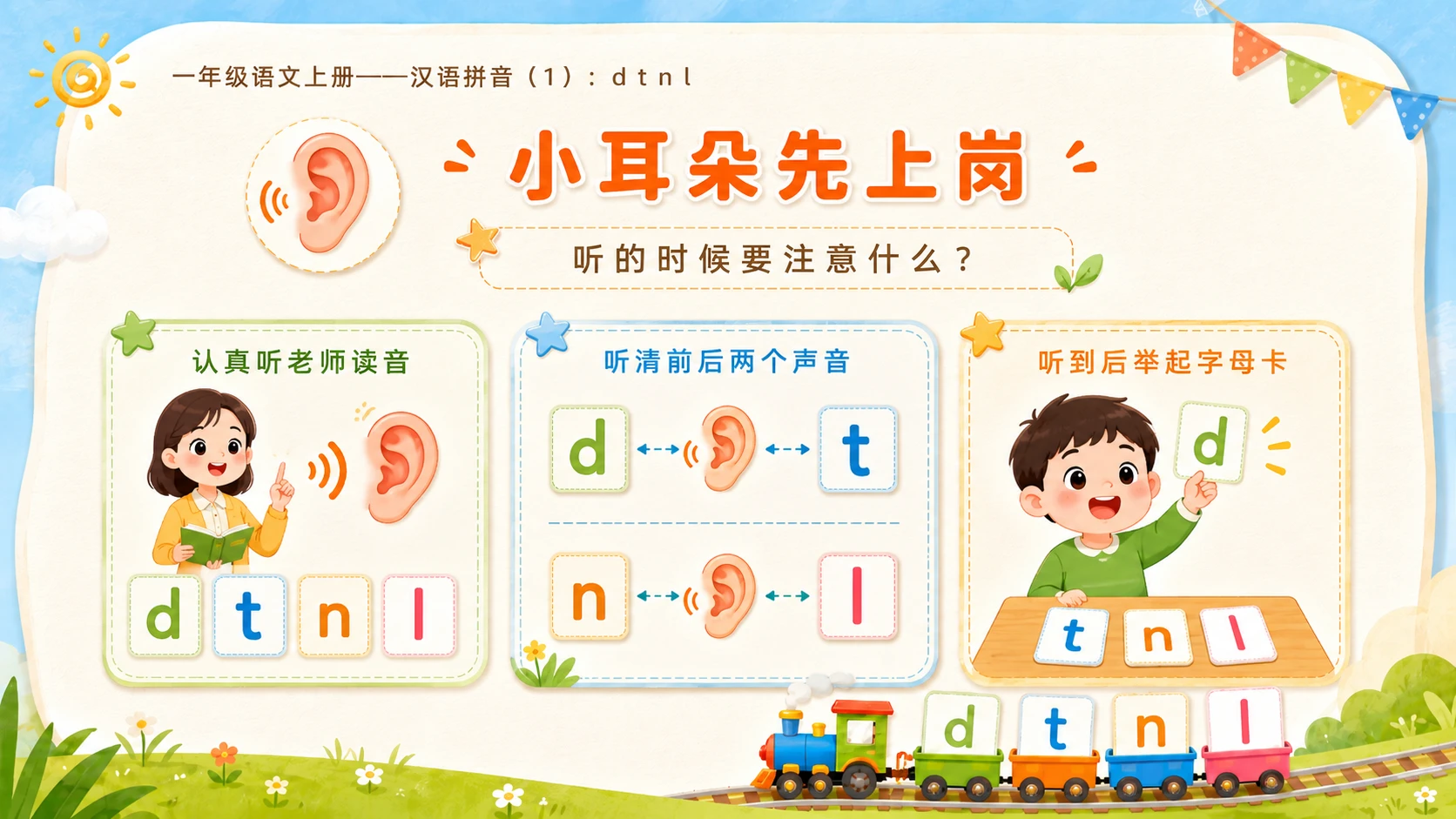 小学六年制统编教材系列课件——一年级语文上册第4课（1）：d t n l - 预览图3
