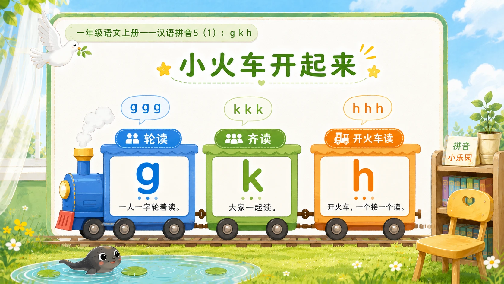 小学六年制统编教材系列课件——一年级语文上册：5 g k h（1） - 预览图12