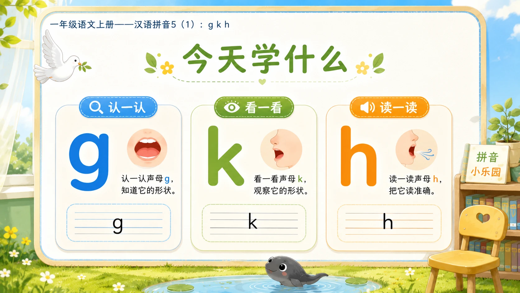 小学六年制统编教材系列课件——一年级语文上册：5 g k h（1） - 预览图2