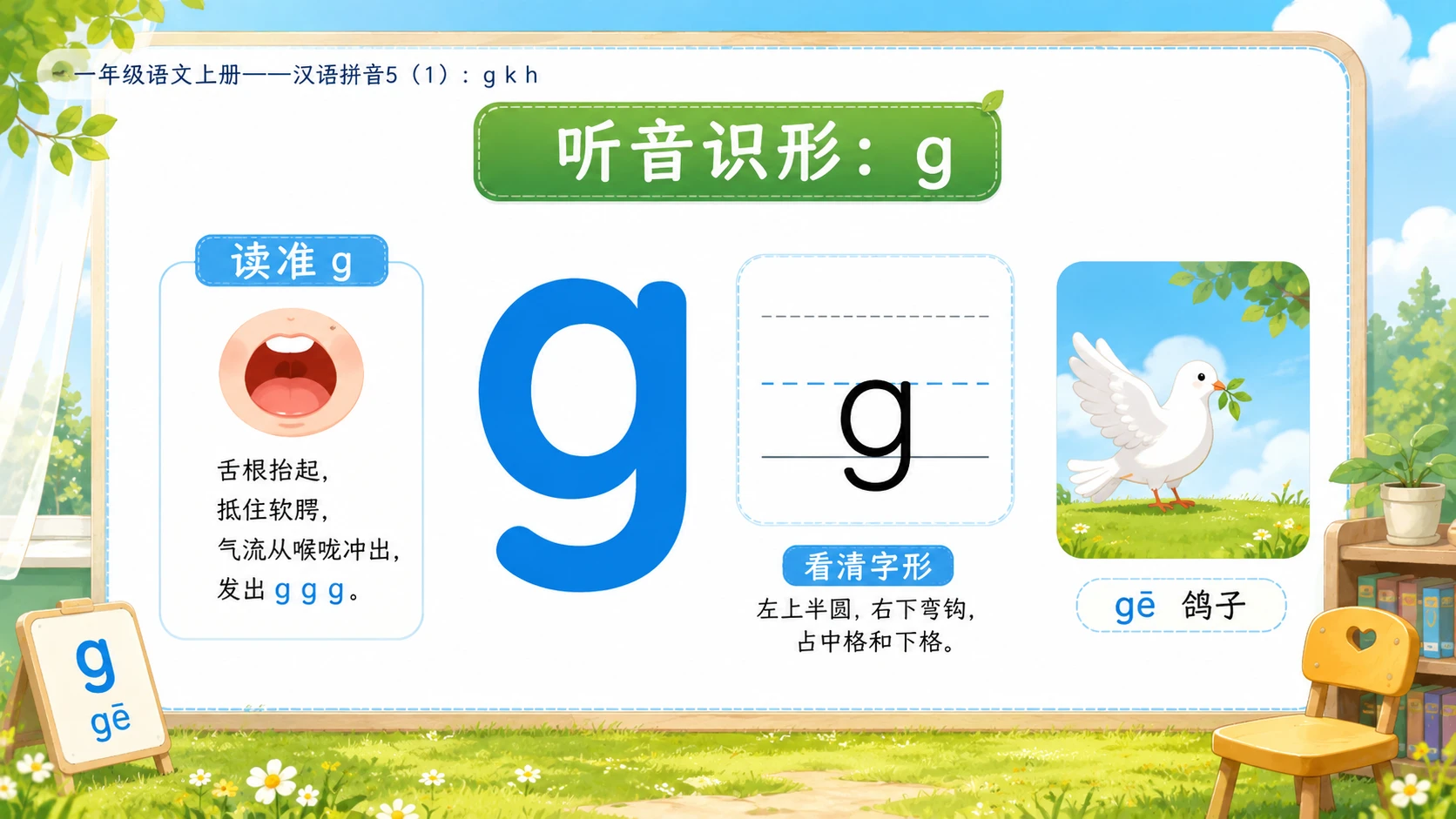小学六年制统编教材系列课件——一年级语文上册：5 g k h（1） - 预览图4