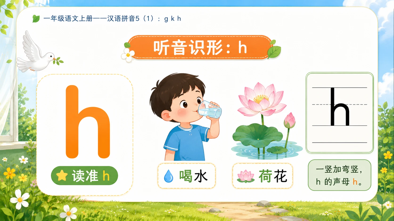小学六年制统编教材系列课件——一年级语文上册：5 g k h（1） - 预览图8