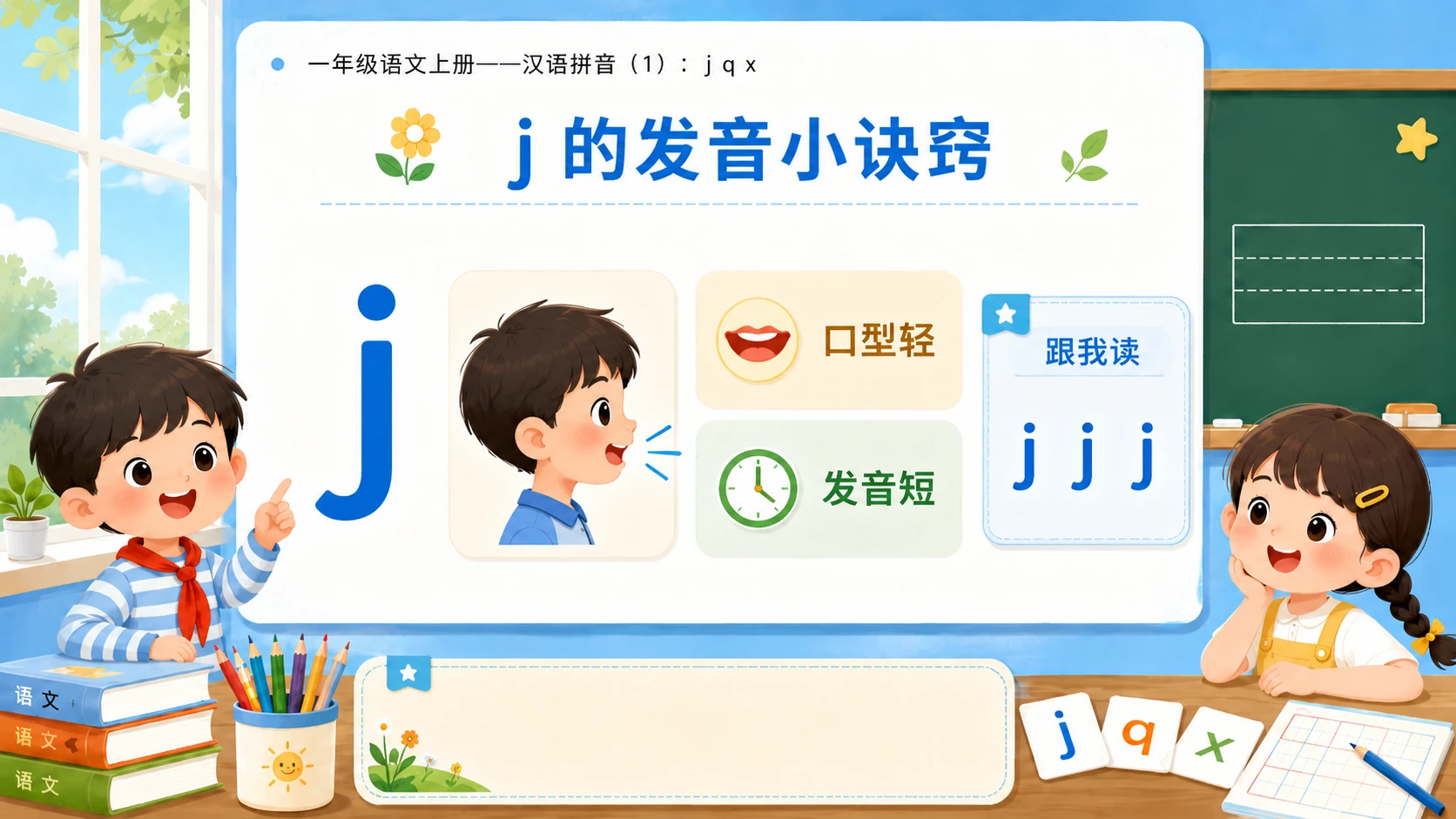 小学六年制统编教材系列课件——一年级语文上册：j q x（1） - 预览图5
