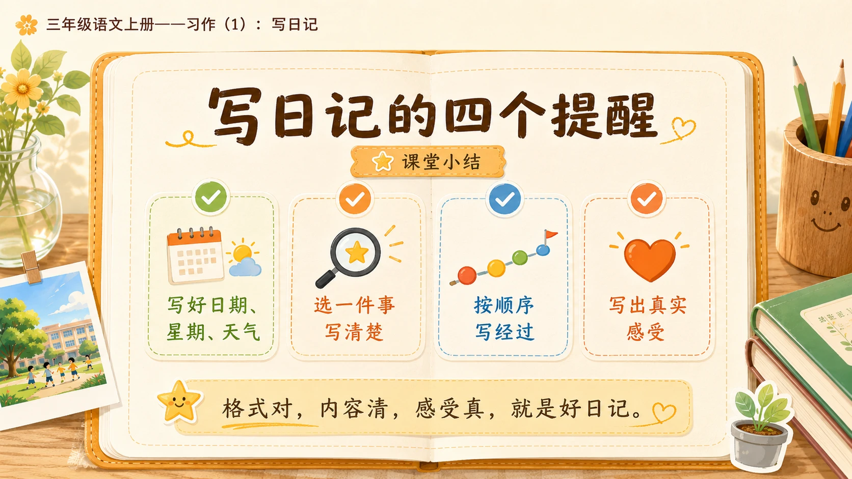 小学六年制统编教材系列课件——三年级语文上册习作（1）：写日记 - 预览图14