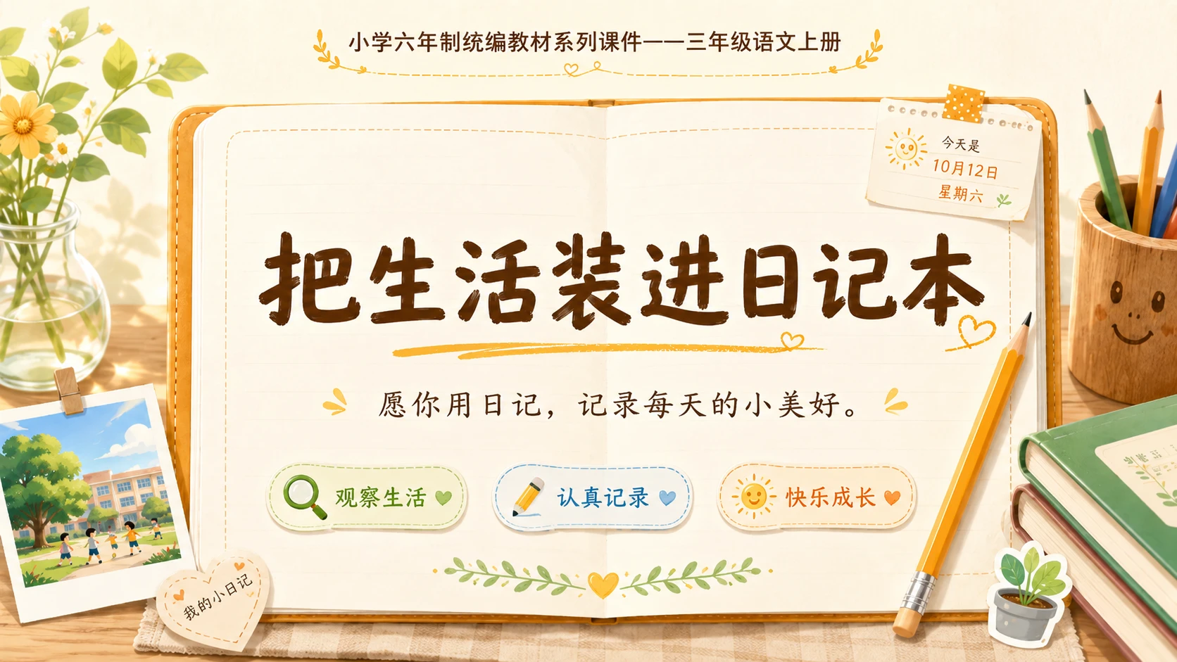 小学六年制统编教材系列课件——三年级语文上册习作（1）：写日记 - 预览图16