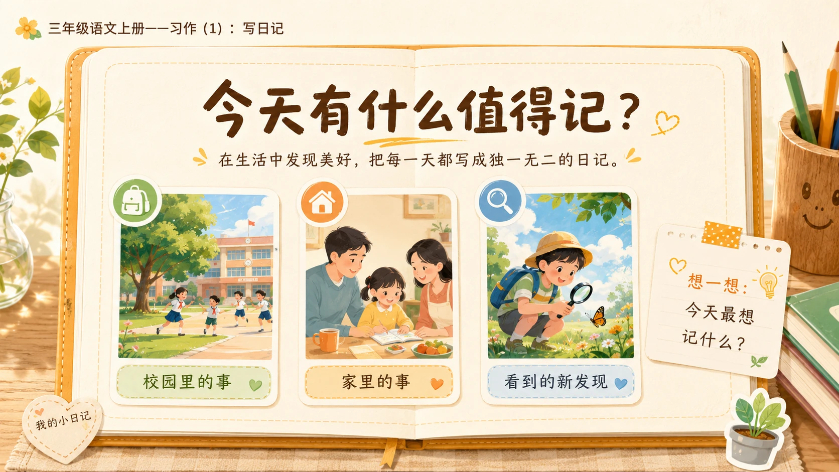 小学六年制统编教材系列课件——三年级语文上册习作（1）：写日记 - 预览图2