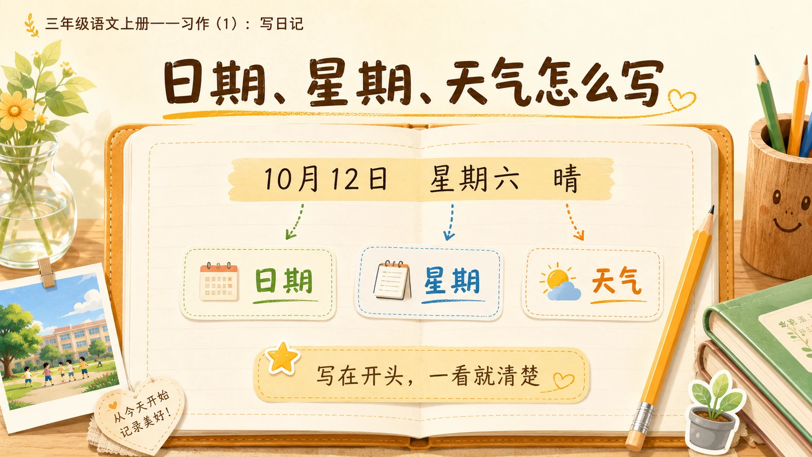 小学六年制统编教材系列课件——三年级语文上册习作（1）：写日记 - 预览图4