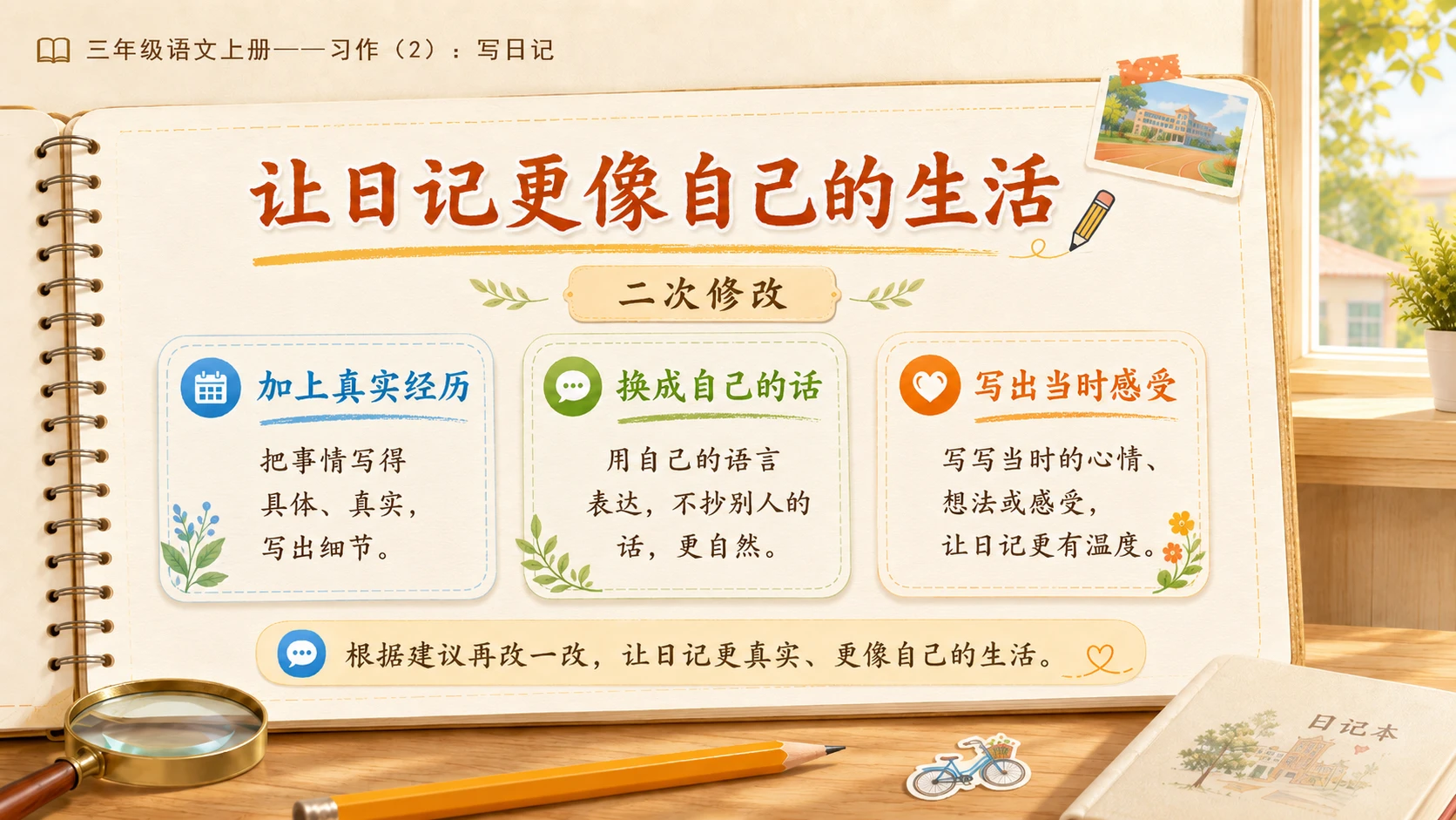 小学六年制统编教材系列课件——三年级语文上册习作（2）：写日记 - 预览图12