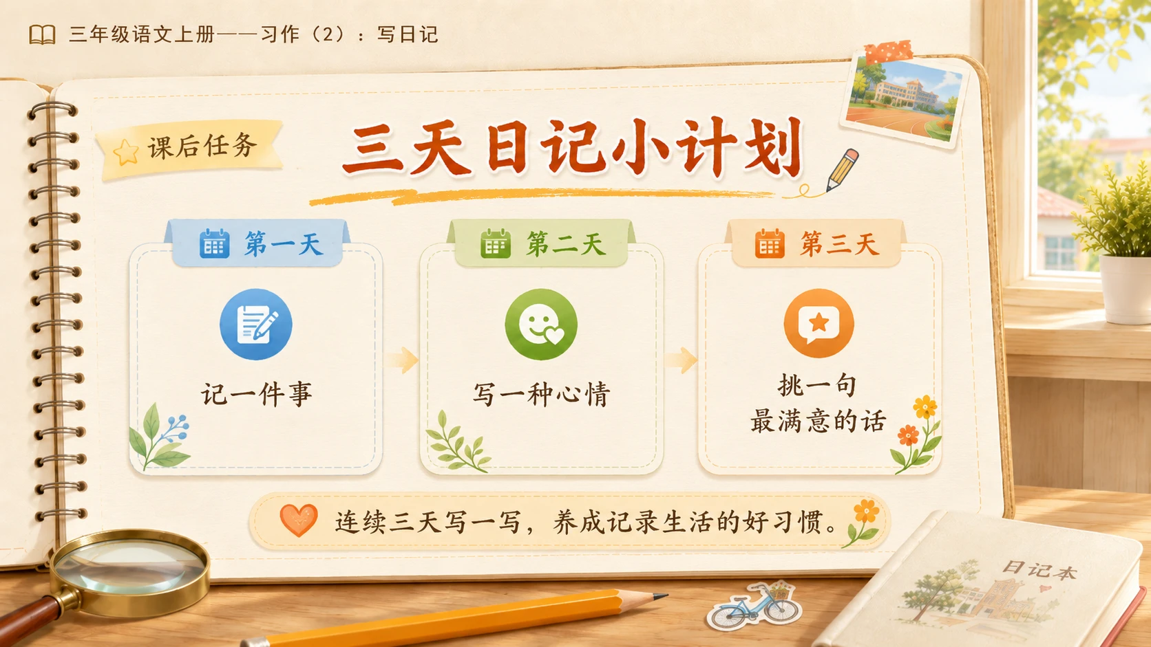 小学六年制统编教材系列课件——三年级语文上册习作（2）：写日记 - 预览图16