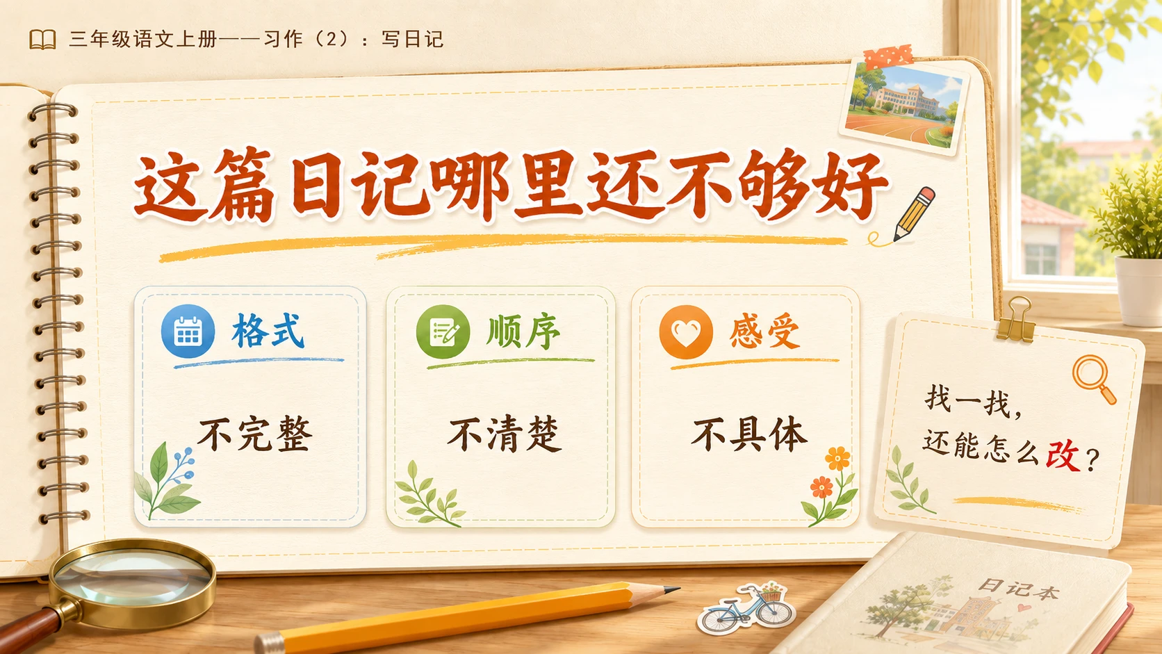 小学六年制统编教材系列课件——三年级语文上册习作（2）：写日记 - 预览图3