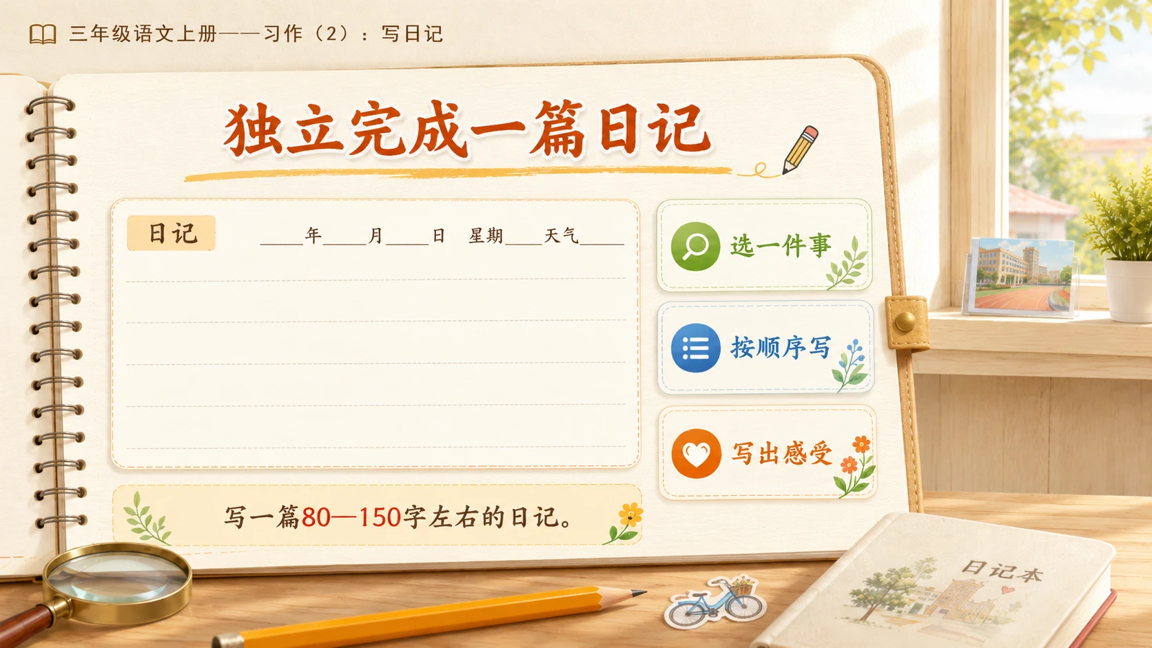 小学六年制统编教材系列课件——三年级语文上册习作（2）：写日记 - 预览图7