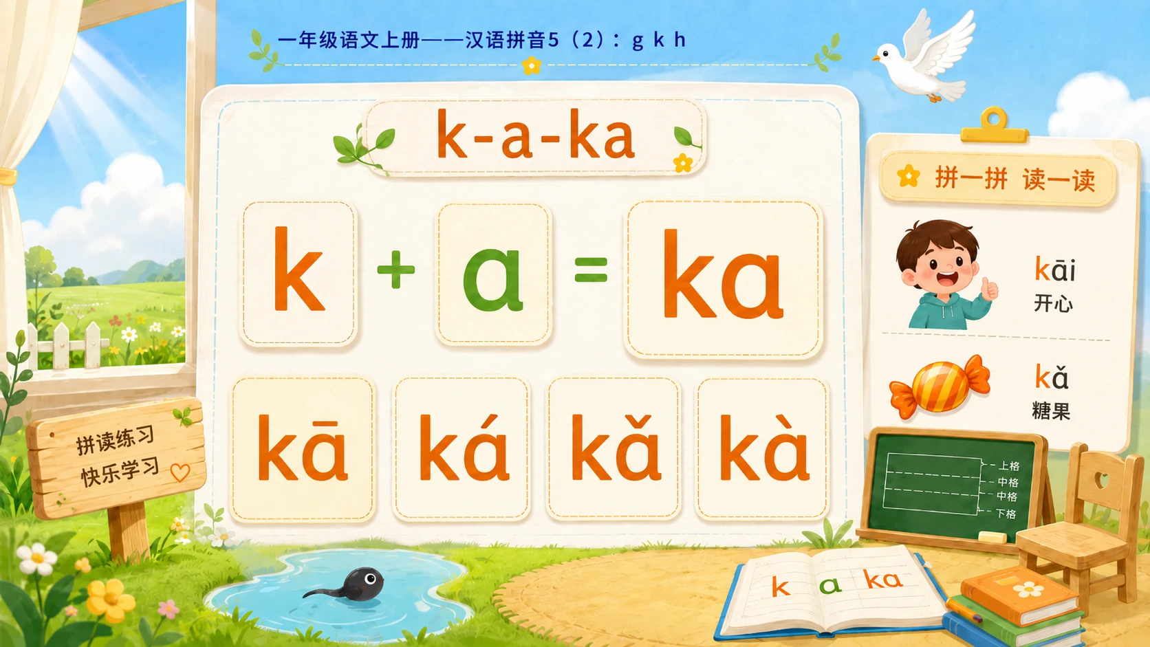 小学六年制统编教材系列课件——一年级语文上册：5 g k h（2） - 预览图5