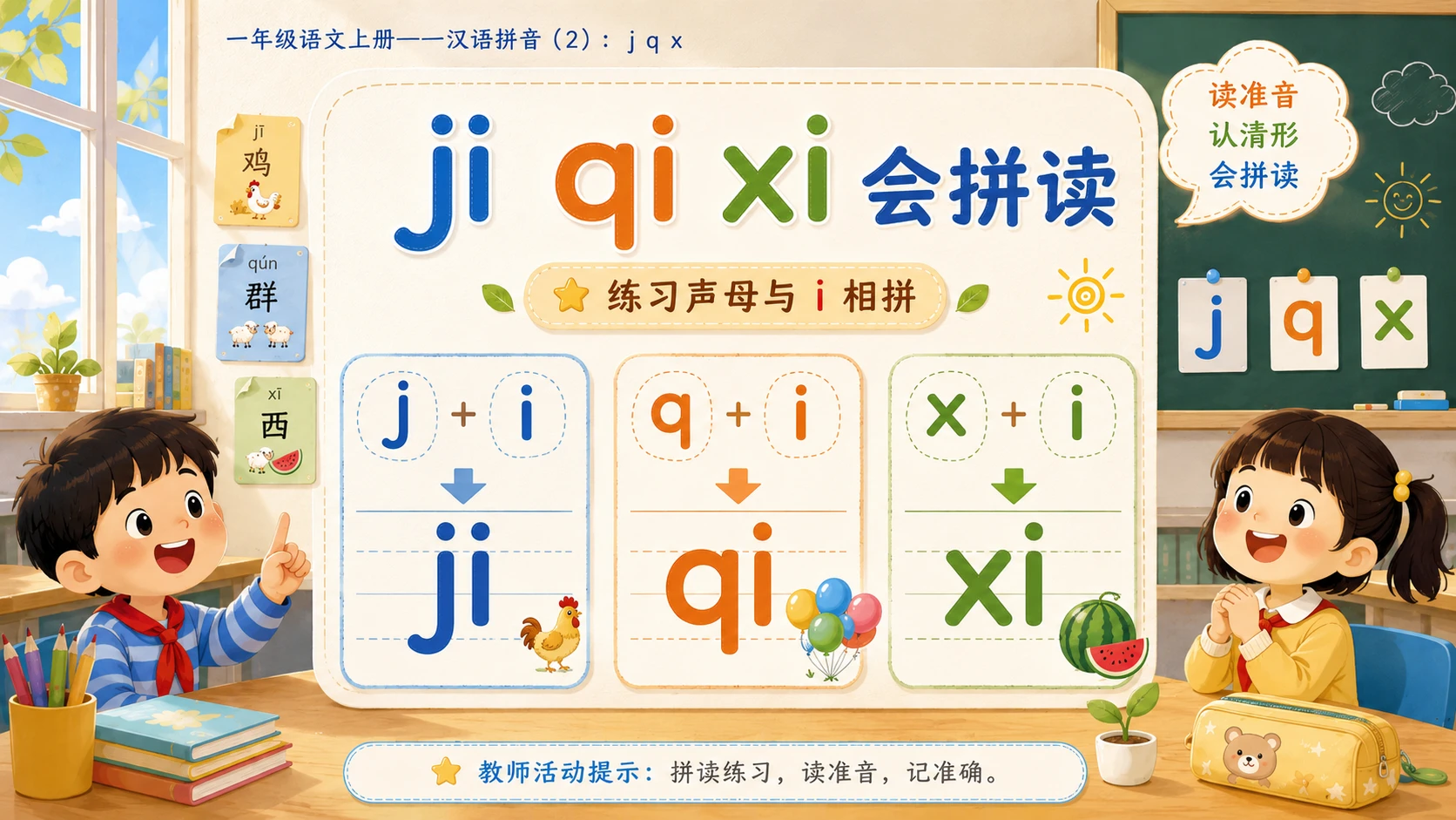 小学六年制统编教材系列课件——一年级语文上册：j q x（2） - 预览图3