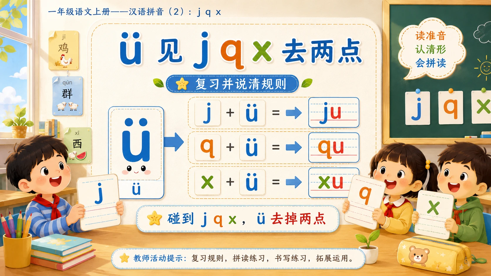 小学六年制统编教材系列课件——一年级语文上册：j q x（2） - 预览图5