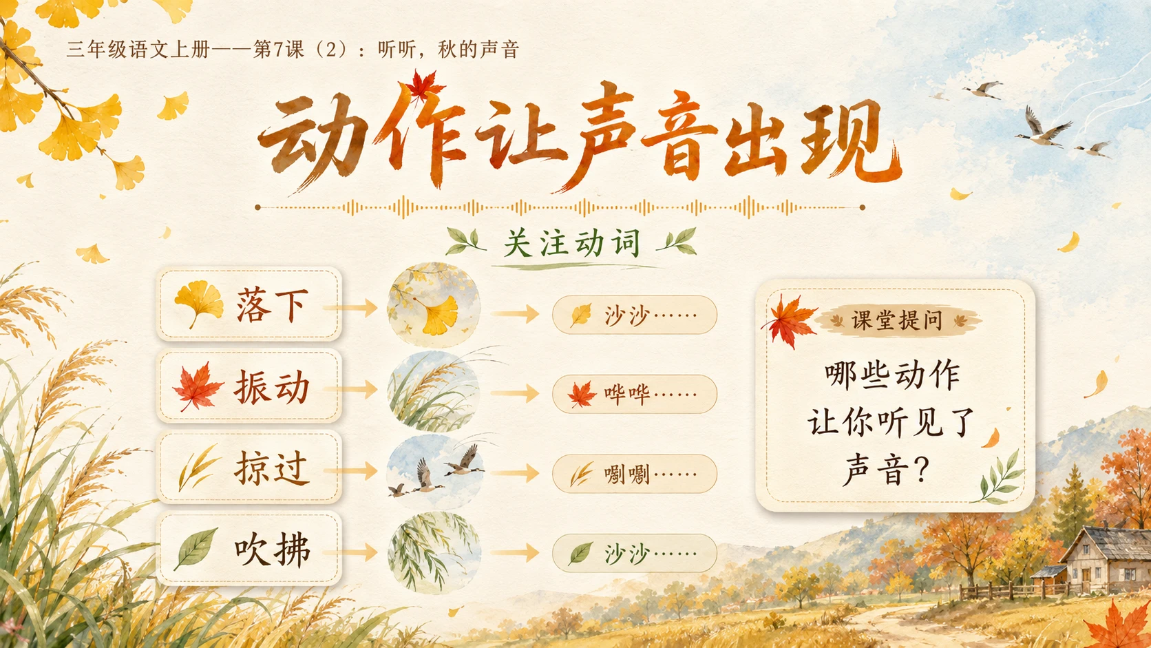 小学六年制统编教材系列课件——三年级语文上册第7课（2）：听听，秋的声音 - 预览图5