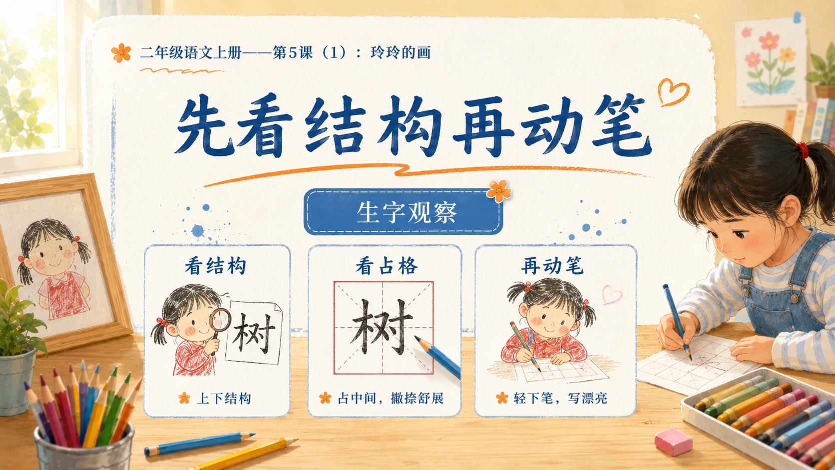 小学六年制统编教材系列课件——二年级语文上册第5课（1）：玲玲的画 - 预览图5