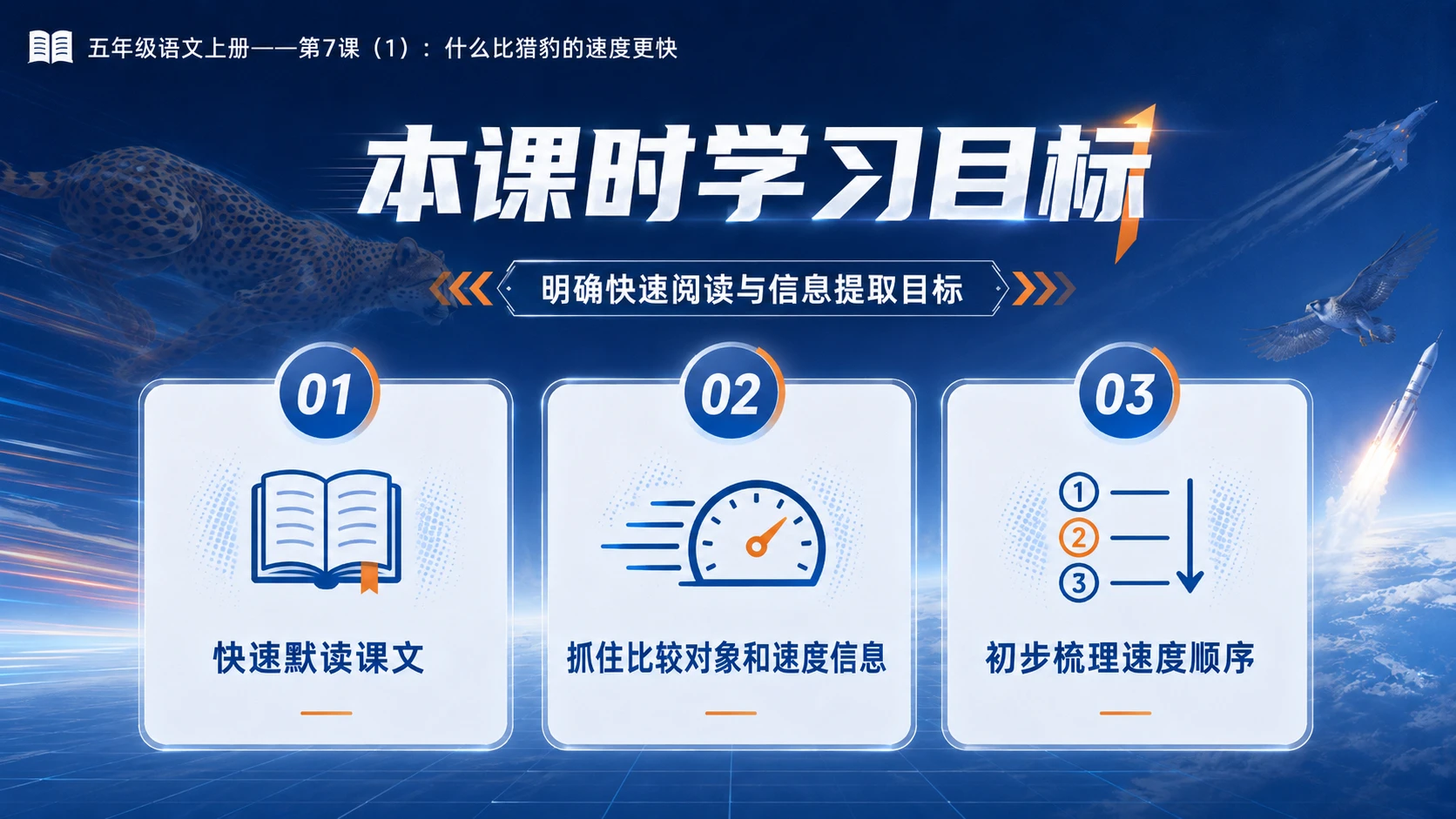 小学六年制统编教材系列课件——五年级语文上册第7课（1）：什么比猎豹的速度更快 - 预览图3
