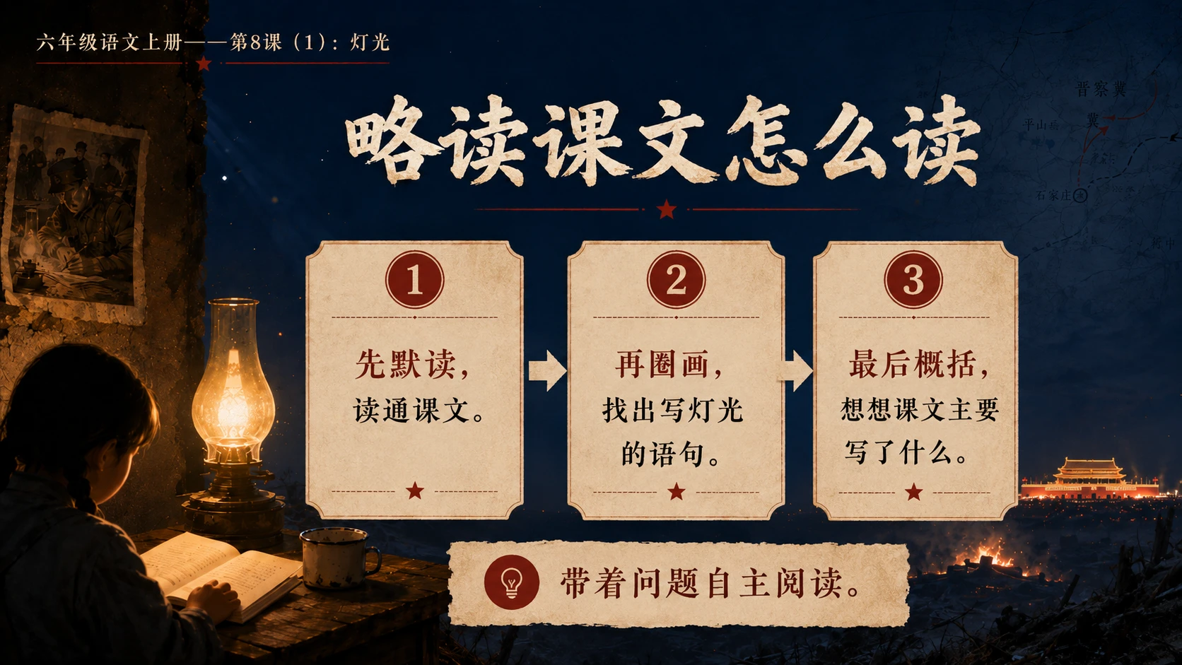 小学六年制统编教材系列课件——六年级语文上册第8课（1）：灯光 - 预览图5