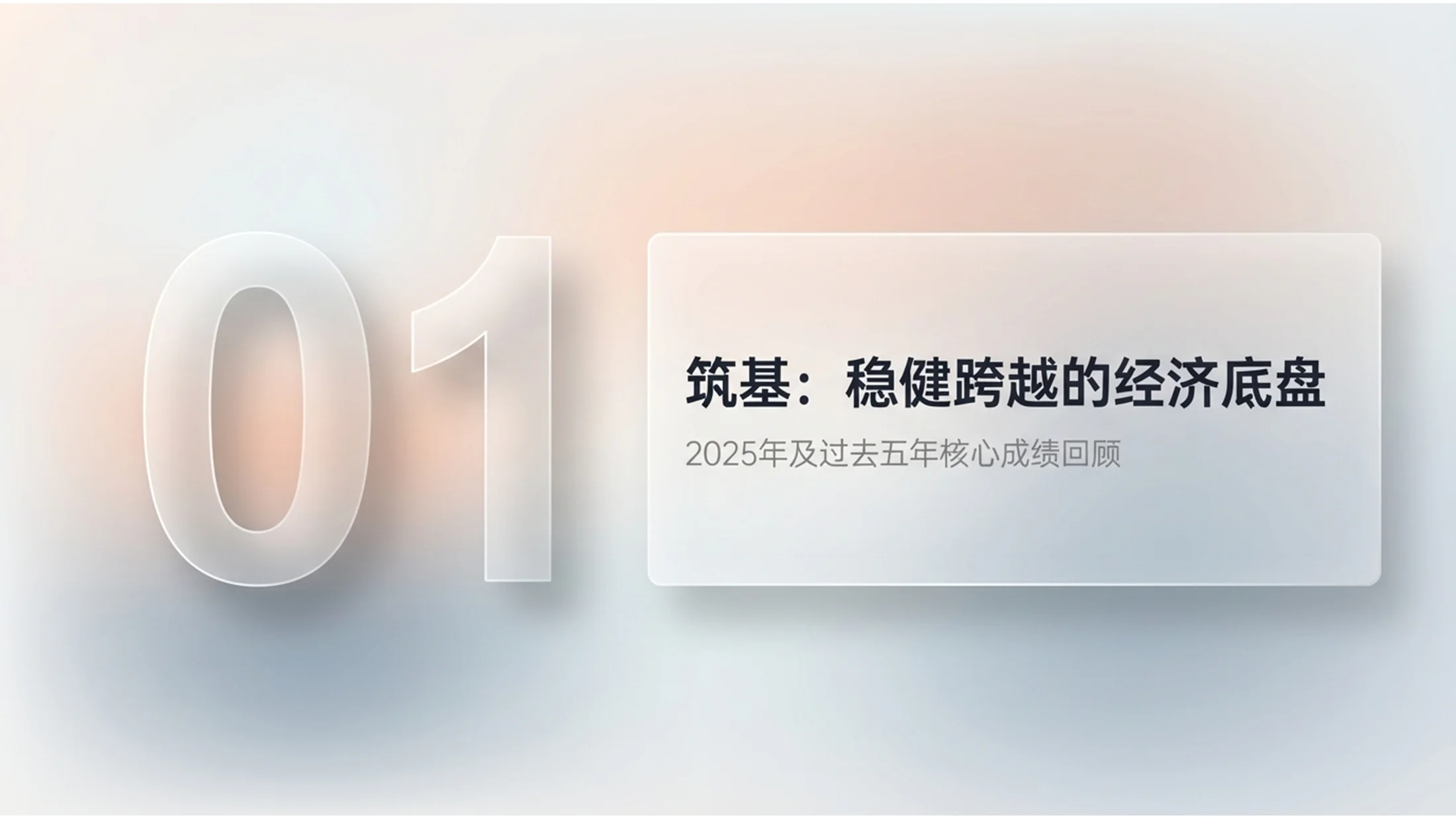 透明磨砂玻璃风格政府工作报告PPT - 预览图1