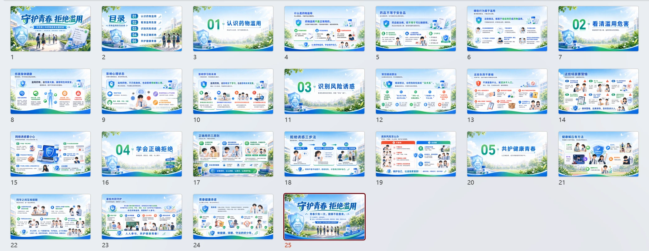 《守护青春 拒绝滥用｜防范青少年药物滥用主题班会PPT模板》 - 预览图1