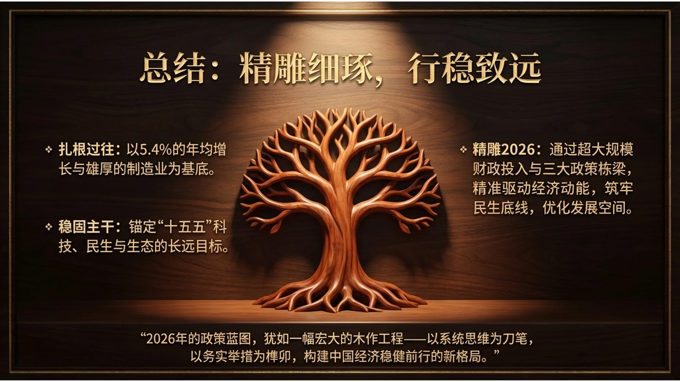 木材纹理雕刻风格政府工作报告PPT - 预览图9