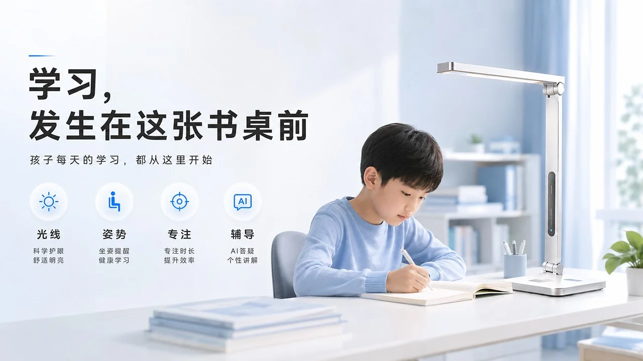 AI 智能学习灯发布PPT - 预览图1